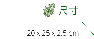 尺寸：20 x 25 x 2.5 cm