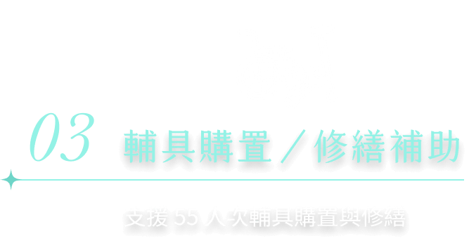 輔具購置/修繕補助 支援 55 人次輔具購置與修繕
