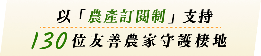 以「農產訂閱制」支持 130 位友善農家守護棲地